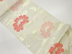 芍薬・唐草模様織出し開き名古屋帯（額縁仕立て）